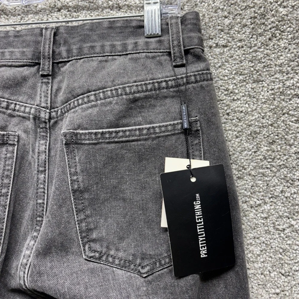 Pretty Little Thing Washed‎ Grey Split Hem Leg Women's Jeans Sz: 4 US (8 UK) NWT